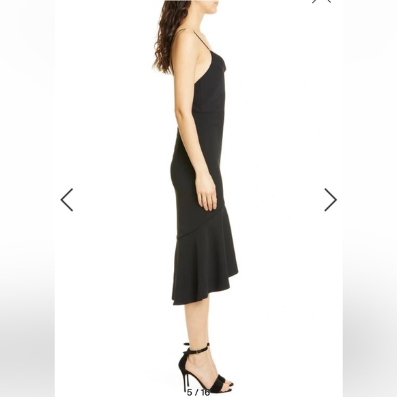 Alice + Olivia Adrina Flounce Hem Midi Dress in Black - Picture 5 of 15